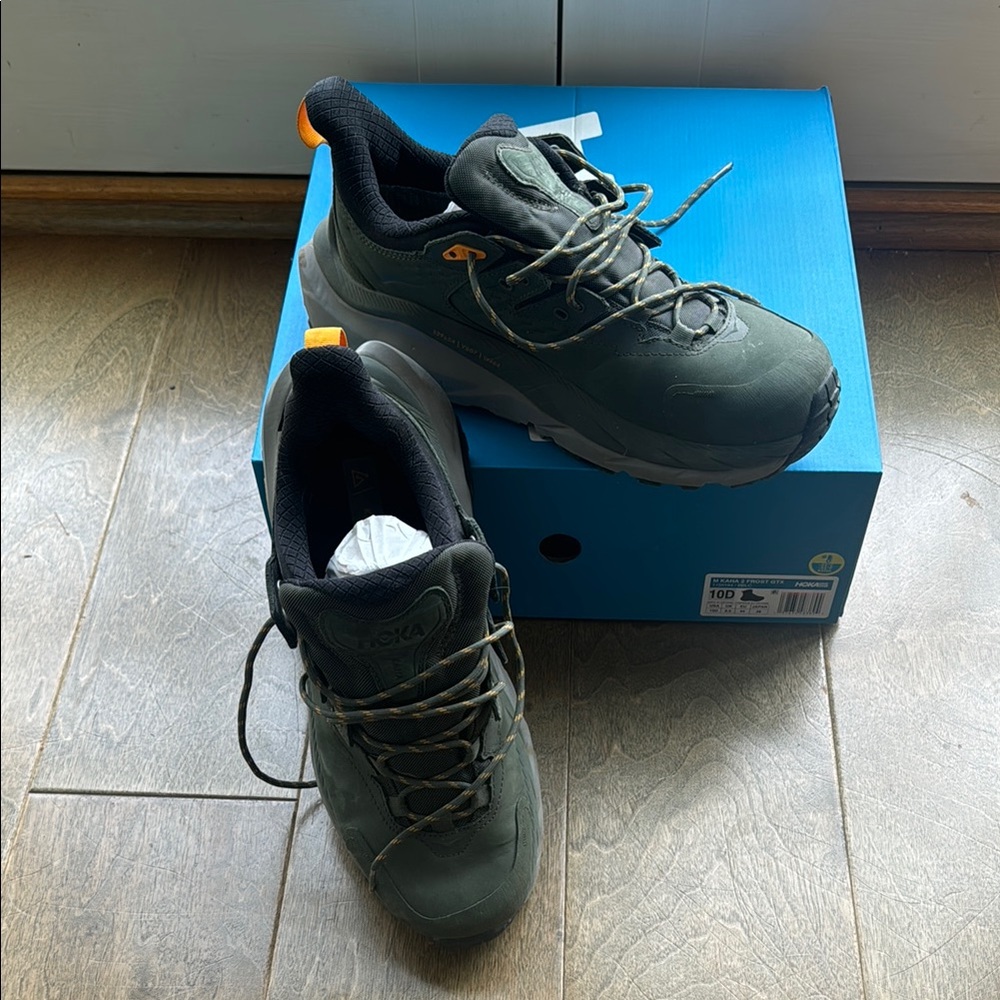 Hoka Green Athletic Shoes with Rugged Design